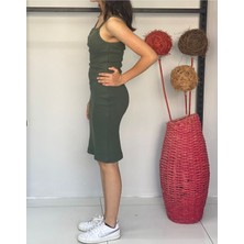 Bav Butik Ayvitrin Kadın Bisiklet Yaka Ip Askılı Elbise Yazlık Triko