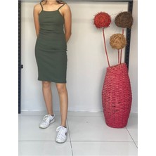 Bav Butik Ayvitrin Kadın Bisiklet Yaka Ip Askılı Elbise Yazlık Triko