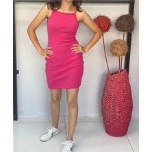 Bav Butik Ayvitrin Kadın Bisiklet Yaka Ip Askılı Elbise Yazlık Triko