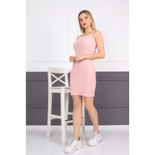 Bav Butik Ayvitrin Kadın Bisiklet Yaka Ip Askılı Elbise Yazlık Triko