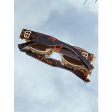 Mise Aksesuar Oval Gold Çerçeve Trend Unisex Kahve Renk Leoparlı Güneş Gözlüğü
