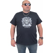 Moc Grande Mocgrande Erkek Büyük Beden Sıfır Yaka Tişört Motor City 24141 Lacıvert