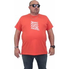 Moc Grande Mocgrande Erkek Büyük Beden Sıfır Yaka Tişört Panic 24135 Nar Çiçeği