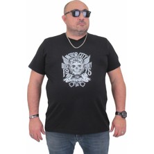 Moc Grande Mocgrande Erkek Büyük Beden Sıfır Yaka Tişört Motor City 24141 Sıyah
