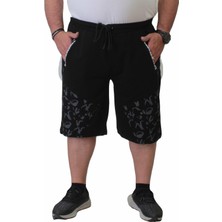 Moc Grande Mocgrande Büyük Beden Erkek Penye Şort Camouflage Pieces 24628 Sıyah