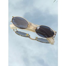 Mise Aksesuar Oval Gold Çerçeve Trend Unisex Krem Renk Güneş Gözlüğü