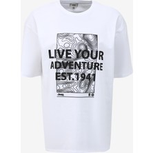Jeep Bisiklet Yaka Baskılı Ekru Erkek T-Shirt C4SM-TST4533