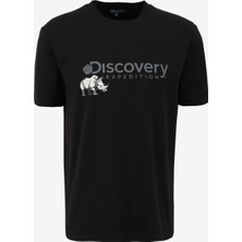 Siyah Discovery Expedition Erkek Bisiklet Yaka Basic Baskılı T-Shirt M Beden Outdoor Aktiviteler İçin D4SM-TST3312