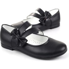 Walkenzo 3735 Kız Çocuk Balerin Fiyonk Cırtlı Babet Ayakkabı