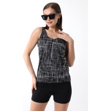 Aykum Tankini Şortlu Desenli Şortu Astarlı