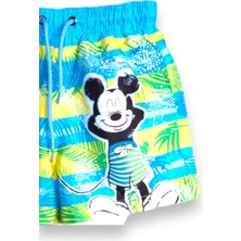 Little Tortoise Mickey Mouse Tropikal Desenli Aloha Temalı Renkli Erkek Çocuk Deniz Şortu