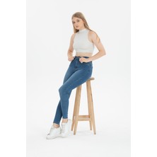 Jeany Jeans Evelyn Buz Mavi Yüksek Bel Dar Paça Jeans Denim Kot Pantolon 33 - Mavi