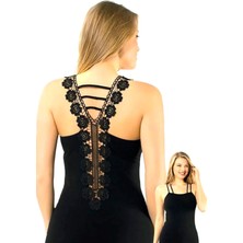 Polkan Atlet, Body, Güpür Detaylı, Ip Askılı, Siyah, Eastern SHE-2270