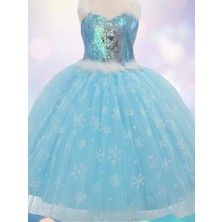 Okay Kız Çocuk Tarlatanlı Simli Frozen Abiye