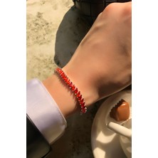 Sunshine 925 Ayar Yüksek Kalite Garnet Taşlı Su Yolu Bileklik El Mıhlaması