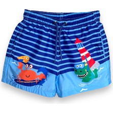Little Tortoise Sevimli Deniz Canlıları Temalı Renkli Erkek Çocukdeniz Şortu