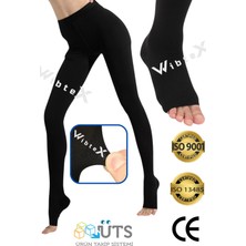 WibteX Varis Çorabı Külotlu Burnu Açık (Siyah Renk) Orta Basınç Ccl2(Çift Bacak)