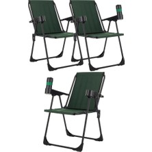 Armarks 3 Adet Kamp Sandalyesi, Katlanır Kamp Sandalyesi, Bardaklıklı Kamp Sandalyesi,plaj Piknik Sandalyesi