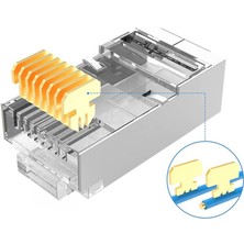 Koodmax 100 Adet - 3u" (3 Micron) Gold Plated Cat6 RJ45 Metal Konnektör 8P8C Ethernet Kablo Ucu Jack