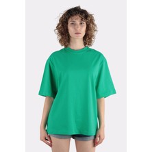 Green Mint Kadın Oversize Bisiklet Yaka T-Shirt