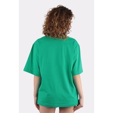 Green Mint Kadın Oversize Bisiklet Yaka T-Shirt