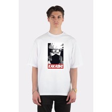 Green Mint  Beyaz Oversize T-Shirt Kakashi Hatake
