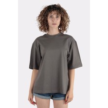 Green Mint Kadın Oversize Bisiklet Yaka T-Shirt