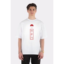 Green Mint  Beyaz Oversize T-Shirt Uchiha Clan
