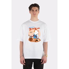 Green Mint  Beyaz Oversize T-Shirt Neko Barista