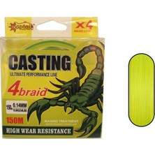 Captain Casting Pe 4 Kat Spin Ip Misina 0,20 mm 150 mt Sarı