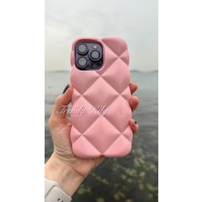 Trendy Kılıf iPhone 15 Pro Uyumlu Pembe Baklava Puff