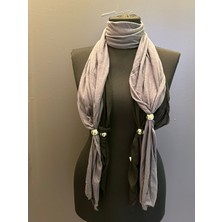Gönülden Tasarım Tokalı Penye Çift Renkli Tasarım Fular Şal 150X25 cm
