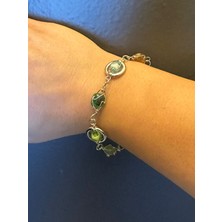 Gönülden Tasarım Doğal Taşlı Renkli Çelik Kadın Bileklik Halhal