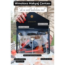 Wmoloxs Şık ve Zarif Şeffaf Makyaj Çantası Kozmetik Düzenleyici Organizer Clutch Portföy Kadın El Çantası Siyah