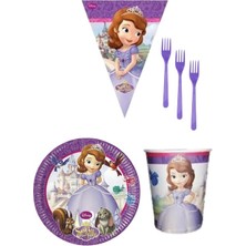 Parti Furyası Prenses Sofia 8 Kişilik Kız Doğum Günü 4 Parçalı Mini Set Kız Çocuk Parti Seti Süsleme
