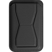 NovStrap iPhone 16 15 14 13 12 Magsafe ile Uyumlu Suni Deri Manyetik Standlı Magsafe Kartlık Cüzdan