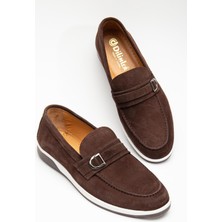 Dilimler Ayakkabı Süet Tokalı Çift Renk Taban Kahverengi Erkek Günlük Ayakkabı