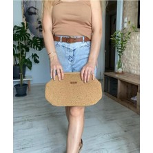 Golden Bee Hasır El Yapımı Örgü Gizli Burslu Clutch & Portföy Çanta Goldenbee Özel Seri HSR-111