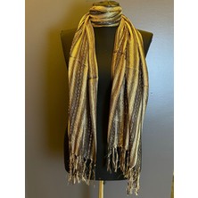 Gönülden Tasarım Simli Çizgili Desenli Unisex Fular Boyun Şalı Giyim Aksesuar 160X55 cm