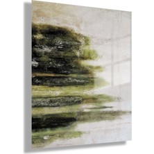 Temperli Cam Tablo Yeşil Tonlarında Soyut Tasarım Görseli