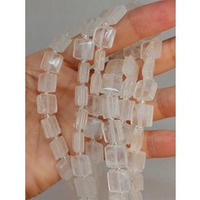 Yaşam Tohumu Kristal Kuvars Taşı Yandan Oyuklu Kare Kesim 10X10MM Dizi (49556)