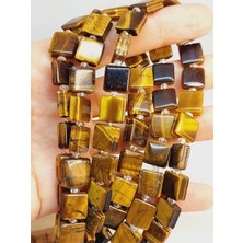 Yaşam Tohumu Kaplan Gözü Taşı Yandan Oyuklu Kare Kesim 10X10MM Dizi (49564)