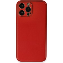 Newface Apple iPhone 13 Pro Max Kılıf Coco Deri Silikon Kapak - Kırmızı