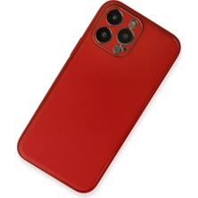 Newface Apple iPhone 13 Pro Max Kılıf Coco Deri Silikon Kapak - Kırmızı