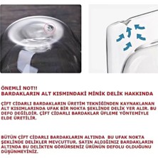 Berdina Home 6'lı Çift Cidarlı Çiçekli Bardak 250ML Kahve Çay Bardağı El Yapımı Kulplu Borosilikat Cam Bardağı