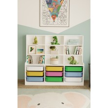 Remaks Sinous 9 Sepetli Çok Renkli Oyuncak Dolabı MDF Malzeme ile 115 cm Yükseklik ve 133 cm Genişlik