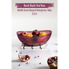 Lenay  Akrilik Barok Mürdüm Büyük Oval Meyve & Salata Kasesi & Karıştırma Kabı / 3,3 Lt  (Cam Değildir)