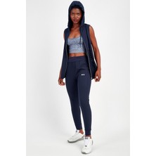 Maraton Regular Kadın Kapşonlu  Kolsuz Açık Lacivert Yelek 19045