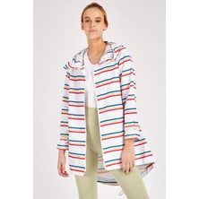 Maraton Comfort Kadın Kapşonlu  Uzun Kol Beyaz Yağmurluk 19327