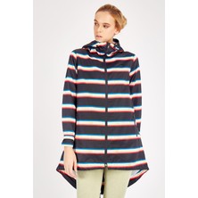 Maraton Comfort Kadın Kapşonlu  Uzun Kol Lacivert Yağmurluk 19327